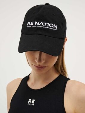P.E NATION Nude/ beige embroidered Homage velcro closure baseball hat One size